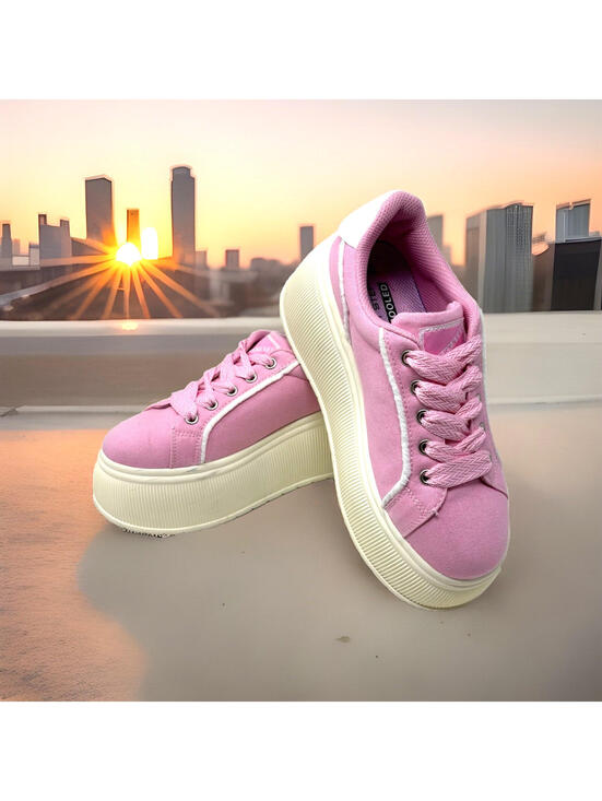 LUCKY STEP Shoes - Lucky Step Platform Women’s Sneakers Bright Pink & White Size 7